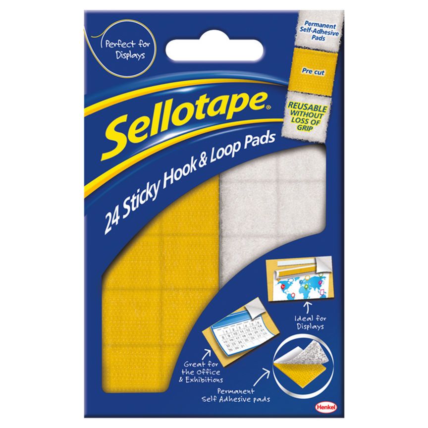 Sellotape 24 Sticky Hook & Loop Pads