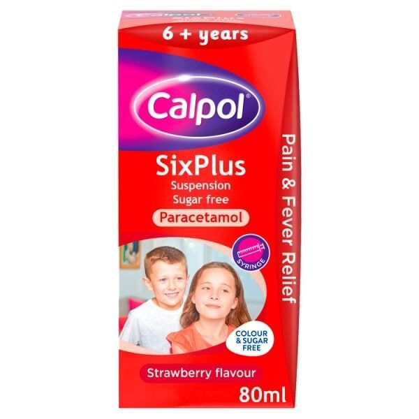 Calpol 6+ Years Suspension Strawberry Sugar Free 80ml