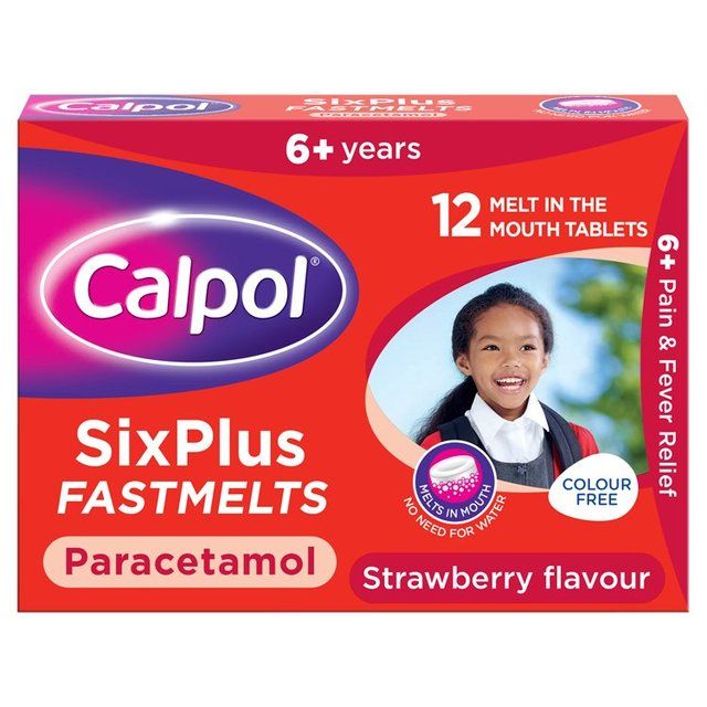 Calpol SixPlus Fastmelts Tablets Strawberry 6+ Years   12 per pack