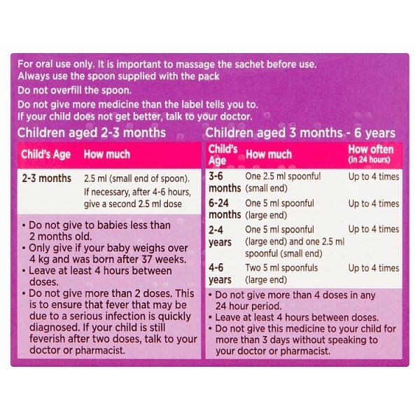 Calpol Sugar Free Infant Suspension Sachets 2+ Months 12s