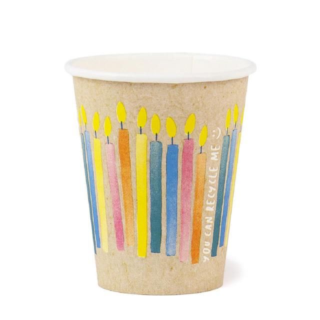 Candles Recyclable Paper Party Cups   8 per pack