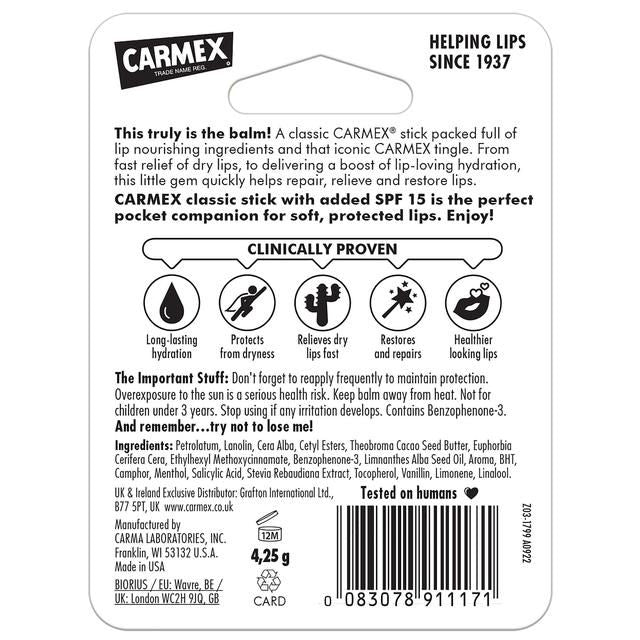 Carmex Classic Lip Balm Click Stick SPF15   4.25g