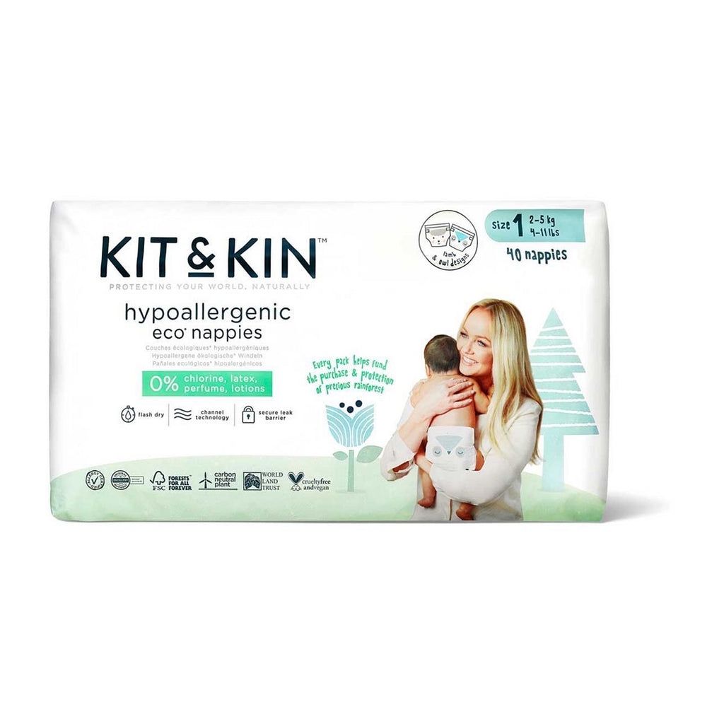 Kit & Kin Eco Nappies Size 1, 38 pack, 2-5kg/4-11lbs