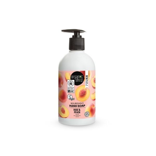 Organic Shop Nourishing Hand Soap Rose & Peach 500ml