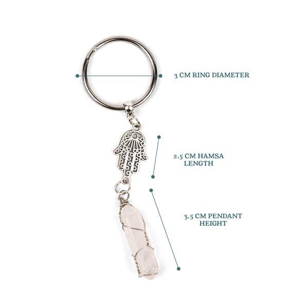 Myga Keyring - Hamsa & Clear Quartz