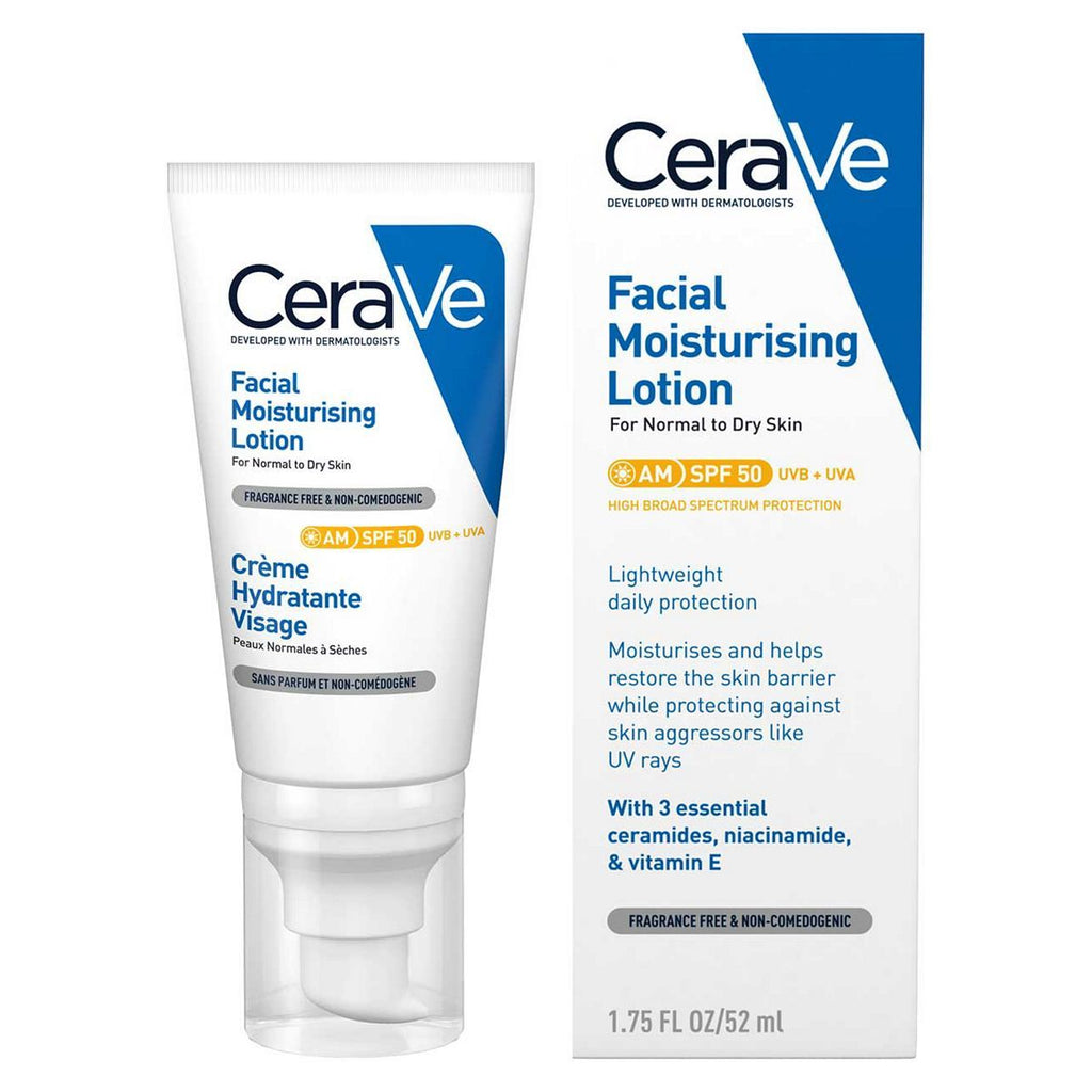 CeraVe AM Facial Moisturising Lotion SPF 50 for Normal to Dry Skin 52ml