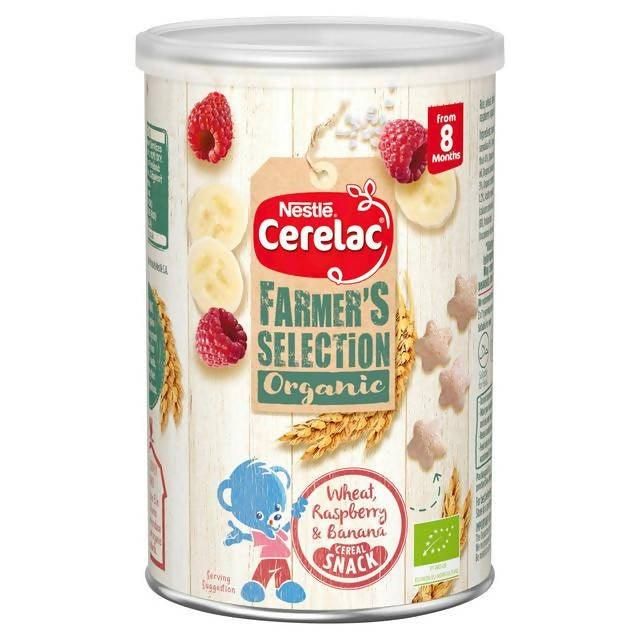 Cerelac Farmer's Selection Organic Wheat, Raspberry & Banana Cereal Snack from 8 Months 35g