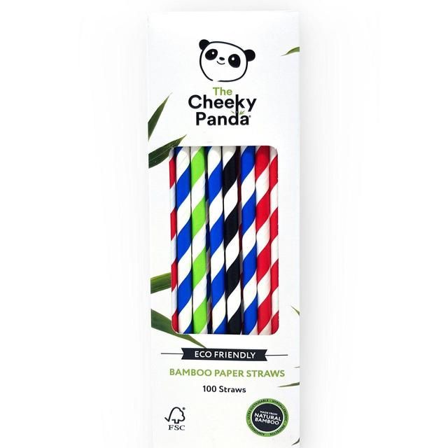 Cheeky Panda Striped Bamboo Paper Straws   100 per pack