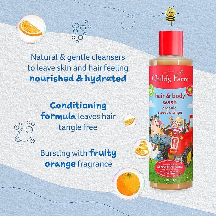 Childs Farm Bubble Hair &amp;amp; Body Wash - Organic Sweet Orange 250ml