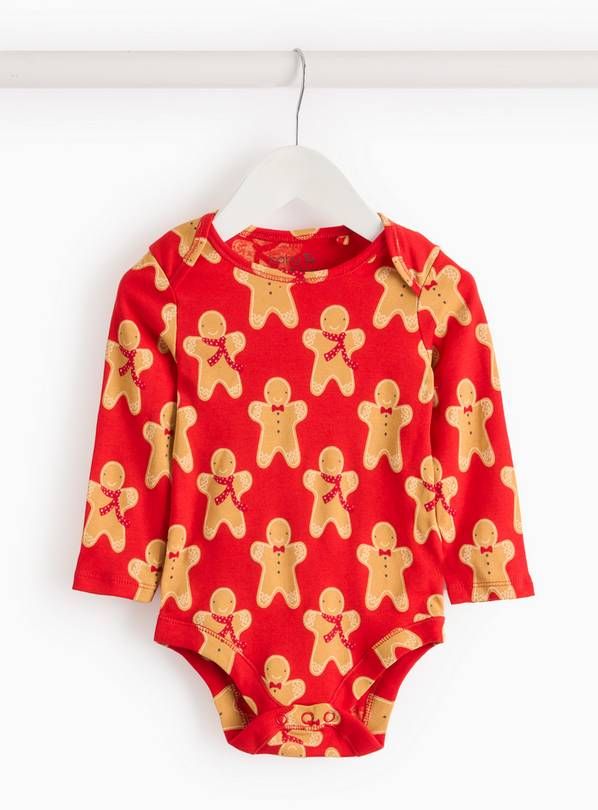 Christmas Gingerbread Print Bodysuit Up to 3 mths