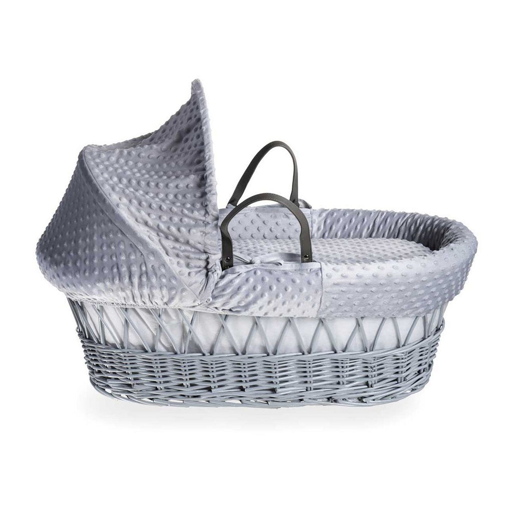 Clair de Lune Dimple Grey Wicker Basket & Deluxe Stand Grey