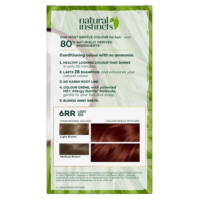 Clairol Natural Instincts Semi-Permanent Hair Dye - 6RR Light Red