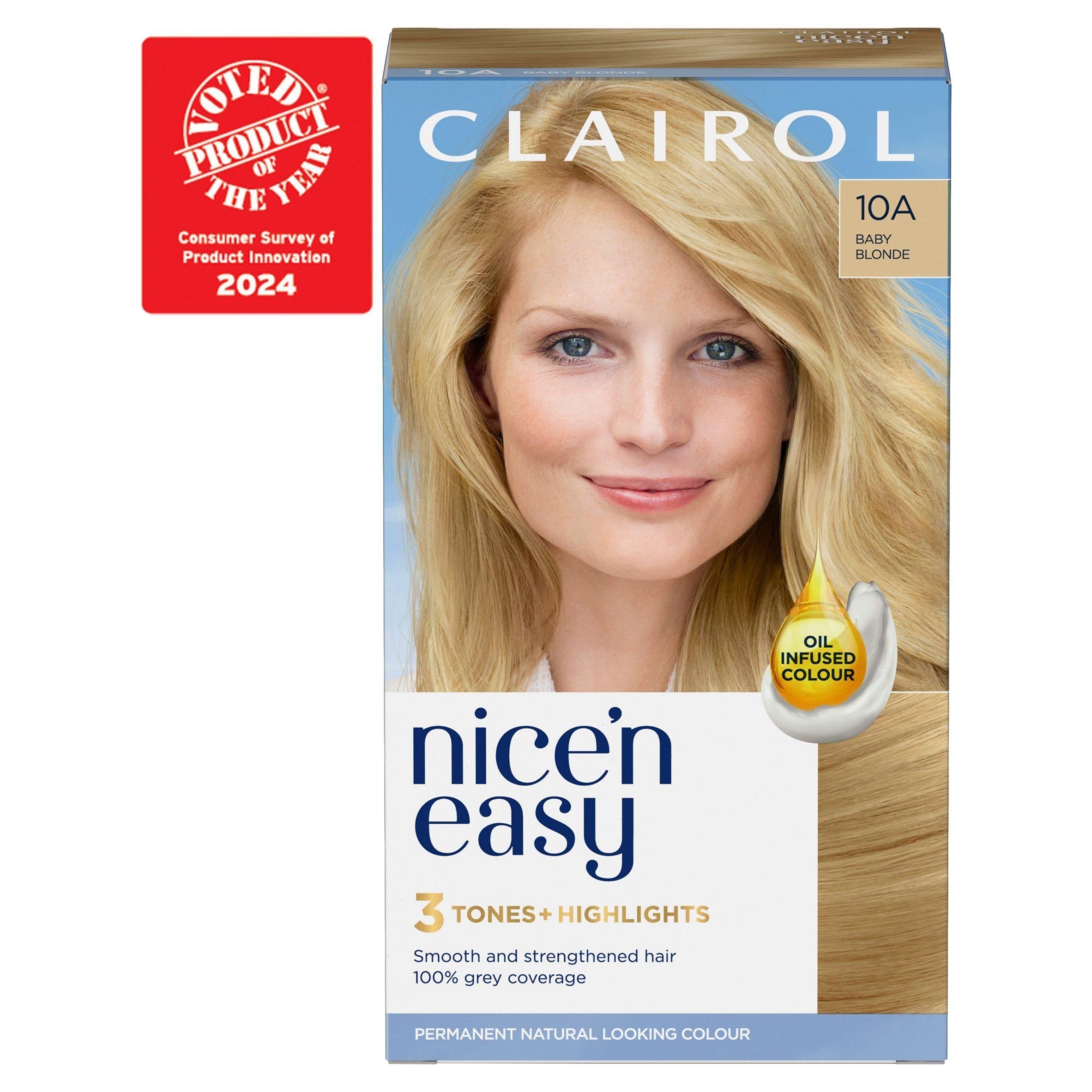 Clairol Nice'n Easy Cr&amp;egrave;me Natural Looking Oil-Infused Permanent Hair Dye Baby Blonde 10A