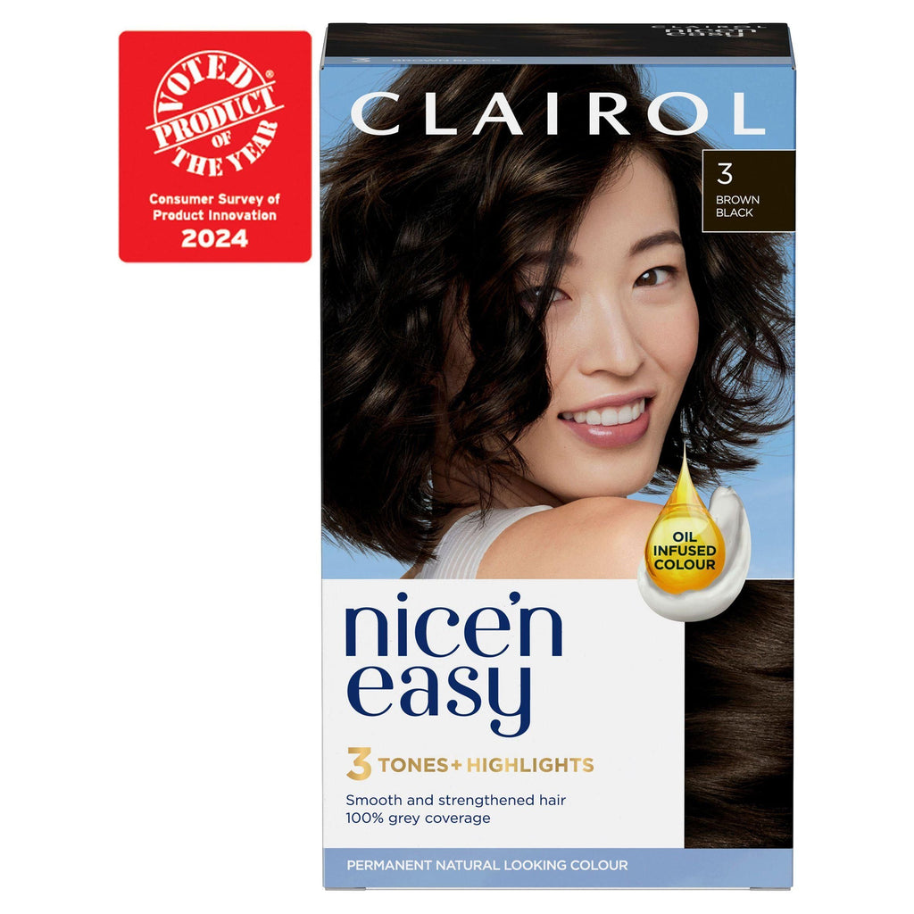 Clairol Nice'n Easy Crème Natural Looking Oil-Infused Permanent Hair Dye Brown Black 3