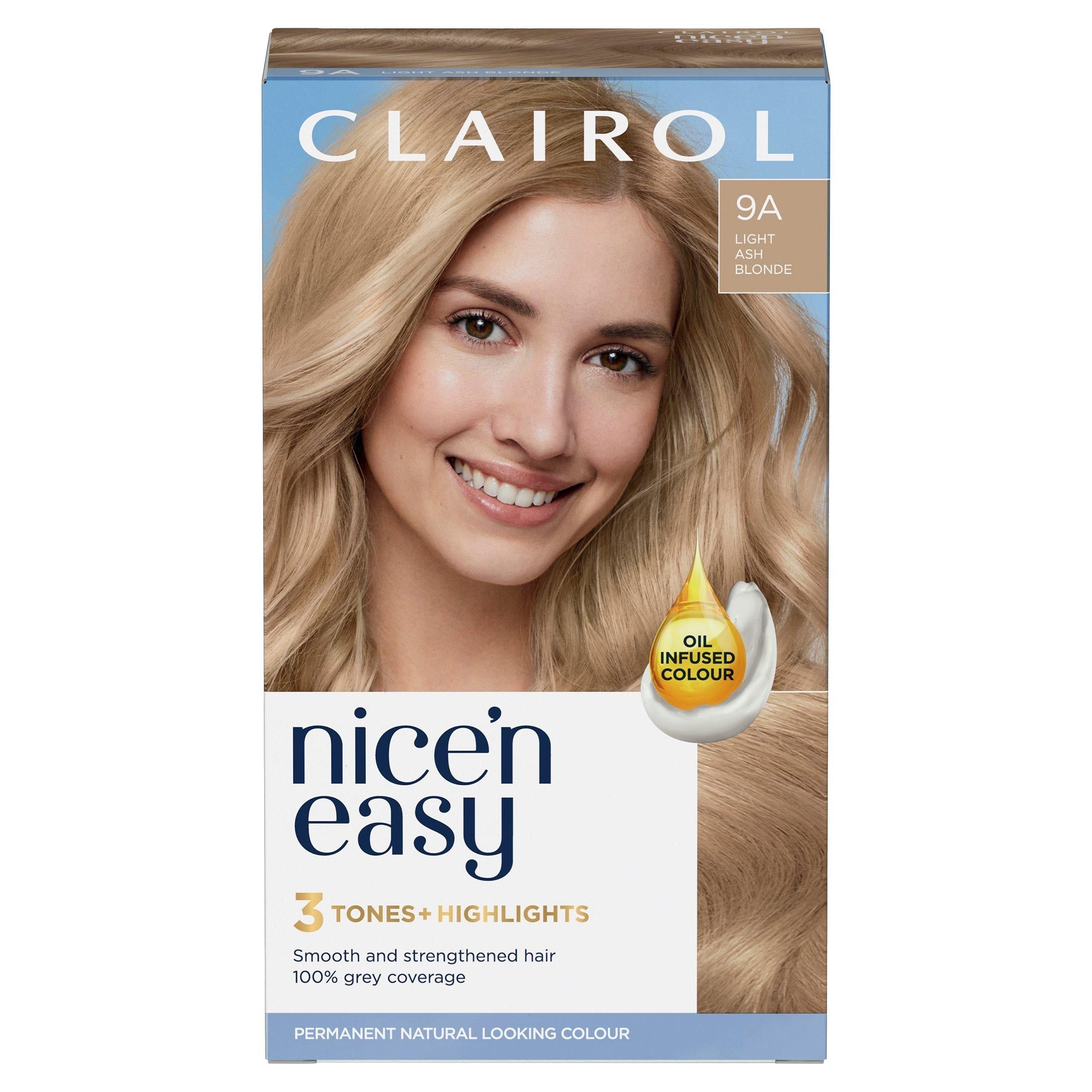 Clairol Nice'n Easy Cr&amp;egrave;me Natural Looking Oil-Infused Permanent Hair Dye Light Ash Blonde 9A