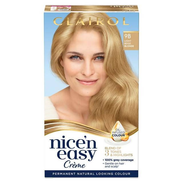 Clairol Nice'n Easy Crème Natural Looking Oil-Infused Permanent Hair Dye Light Beige Blonde 9B