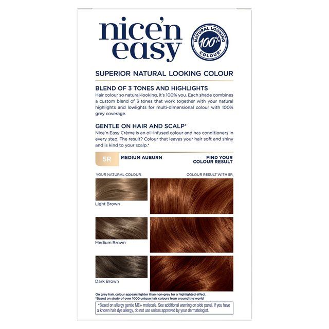 Clairol Nice'n Easy Creme Permanent Hair Dye 5R Medium Auburn