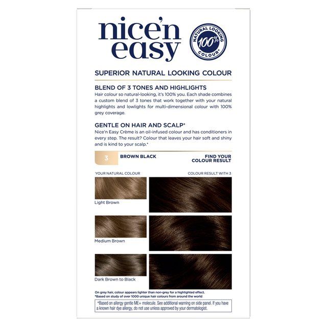 Clairol Nice'n Easy Hair Dye 3 Brown Black