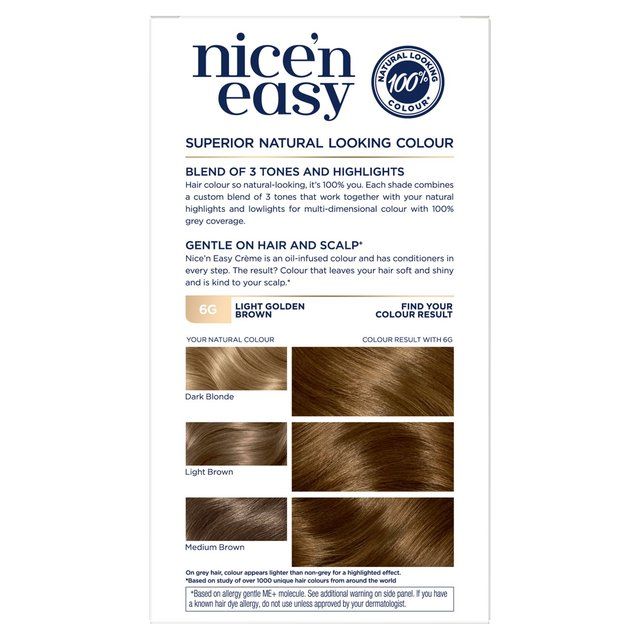 Clairol Nice'n Easy Hair Dye 6G Light Golden Brown