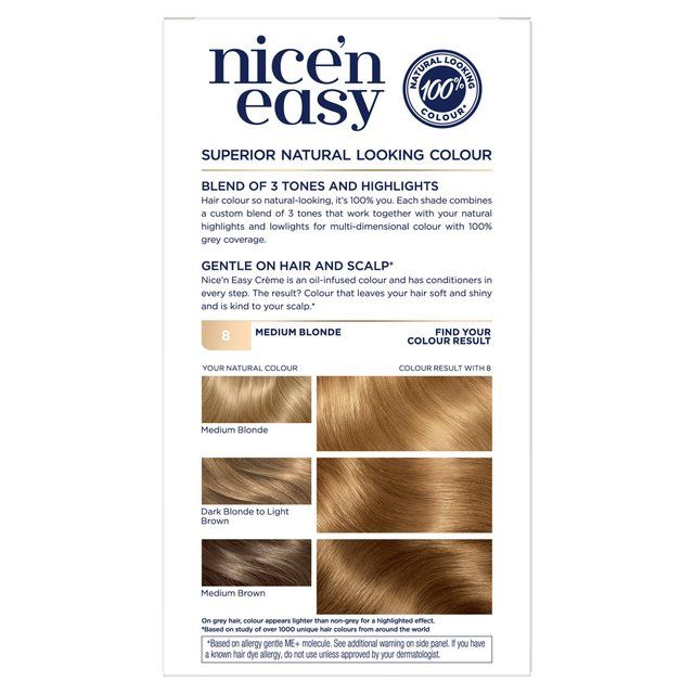 Clairol Nice'n Easy Hair Dye 8 Medium Blonde