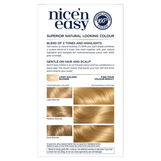 Clairol Nice'n Easy Hair Dye 9G Light Golden Blonde