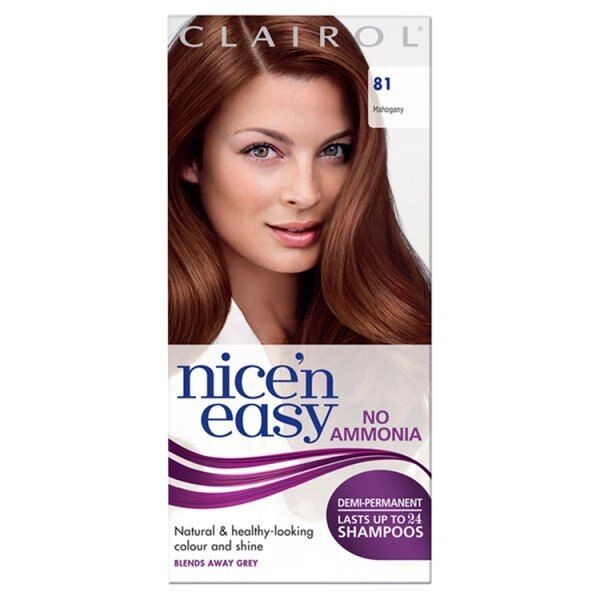 Clairol Nice'n Easy No Ammonia Hair Dye, 76 Light Gold Brown 81 Mahogany