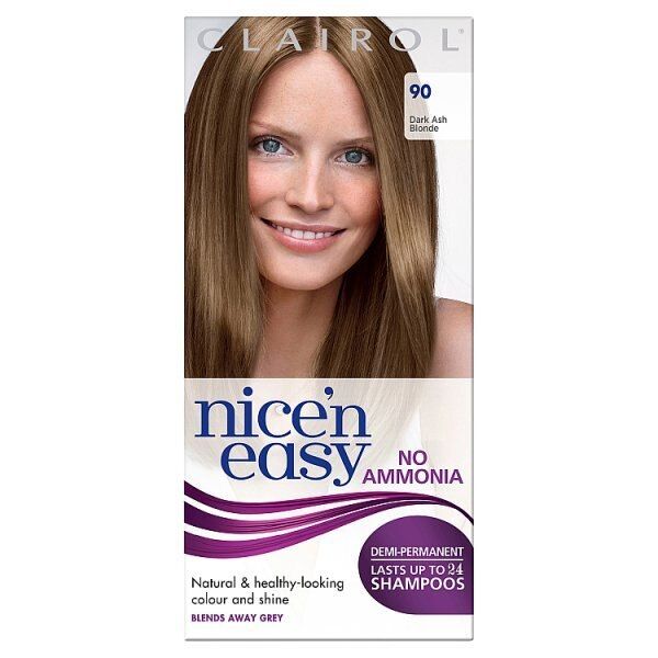 Clairol Nice'n Easy No Ammonia Hair Dye, 76 Light Gold Brown 90 Dark Ash Blonde