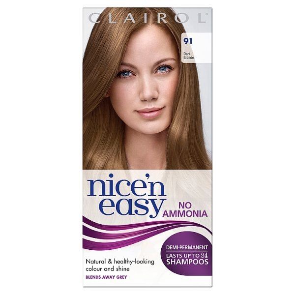 Clairol Nice'n Easy No Ammonia Hair Dye, 76 Light Gold Brown 91 Dark Blonde