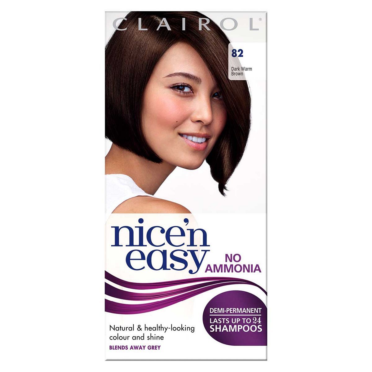 Clairol Nice'n Easy No Ammonia Semi-Permanent Hair Dye 82 Dark Warm Brown