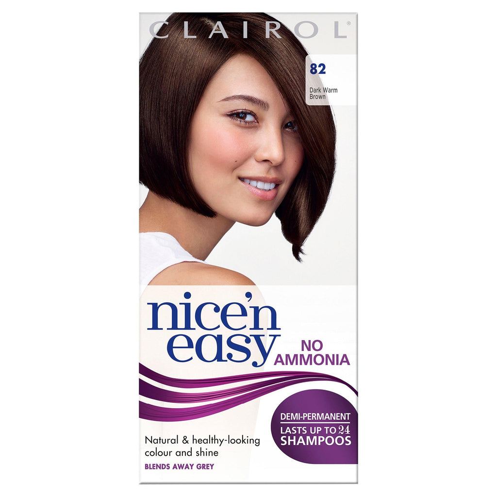 Clairol Nice'n Easy Non Permanent Hair Dye No Ammonia Dark Warm Brown 82