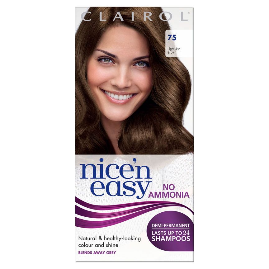 Clairol Nice&amp;rsquo;n Easy Non Permanent Hair Dye No Ammonia Light Ash Brown 75