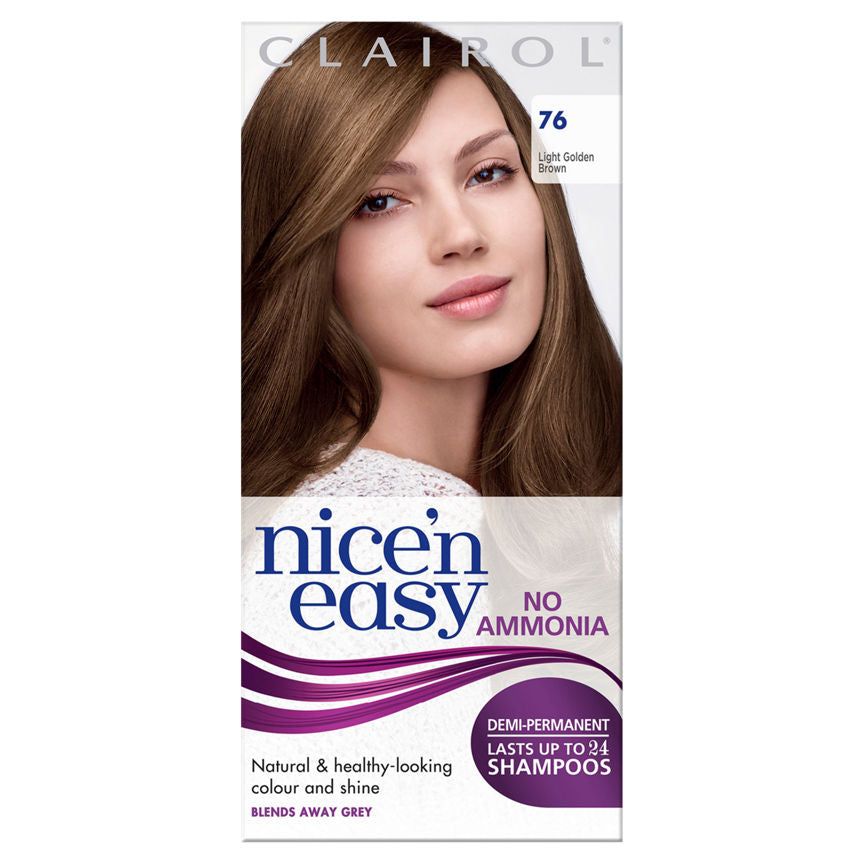 Clairol Nice’n Easy Non Permanent Hair Dye No Ammonia Light Golden Brown 76