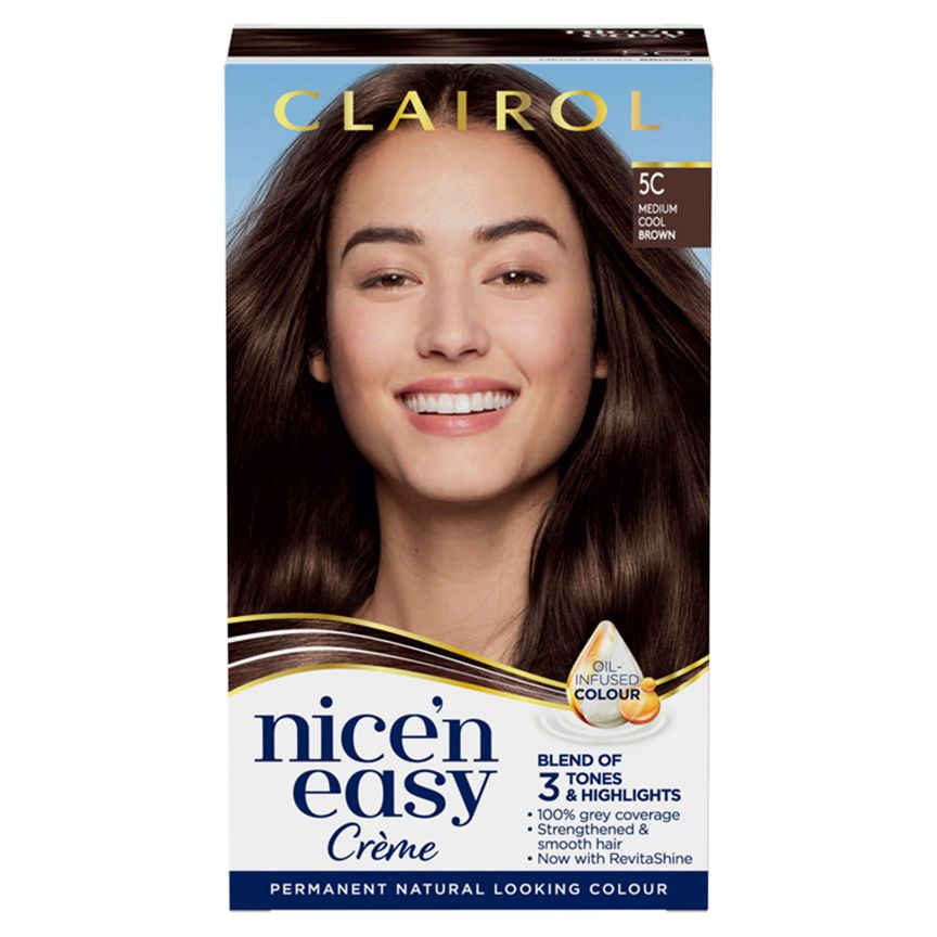 Clairol Nice’n Easy Permanent Hair Dye 5C Medium Cool Brown