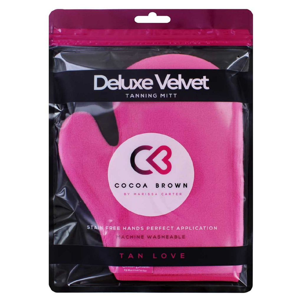 Cocoa Brown Velvet Thumb Tanning Mitt