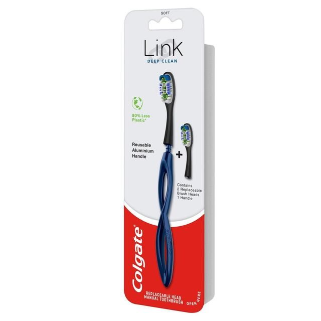 Colgate Link Deep Clean Soft Replaceable Head Manual Toothbrush Starter Kit