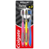 Colgate ZigZag Black Medium Toothbrush   3 per pack