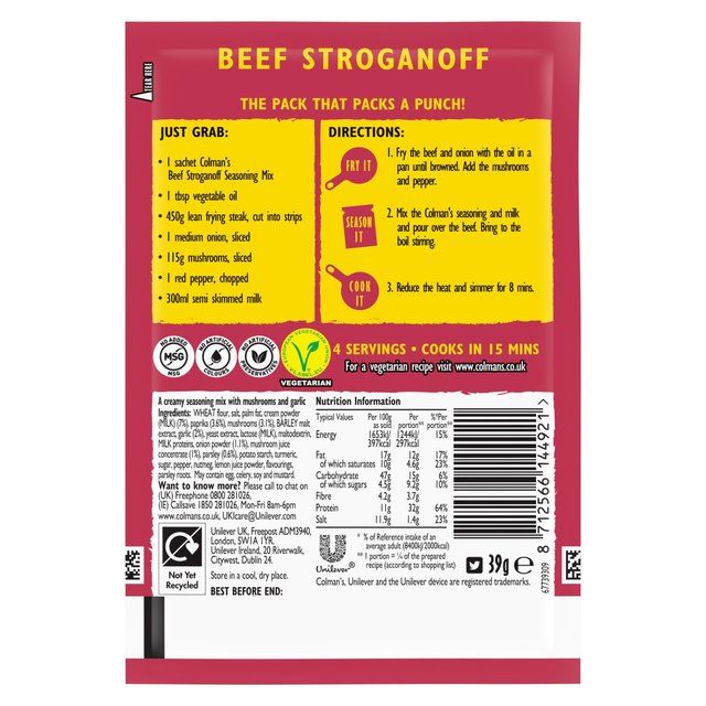 Colman's Beef Stroganoff Recipe Mix   39g