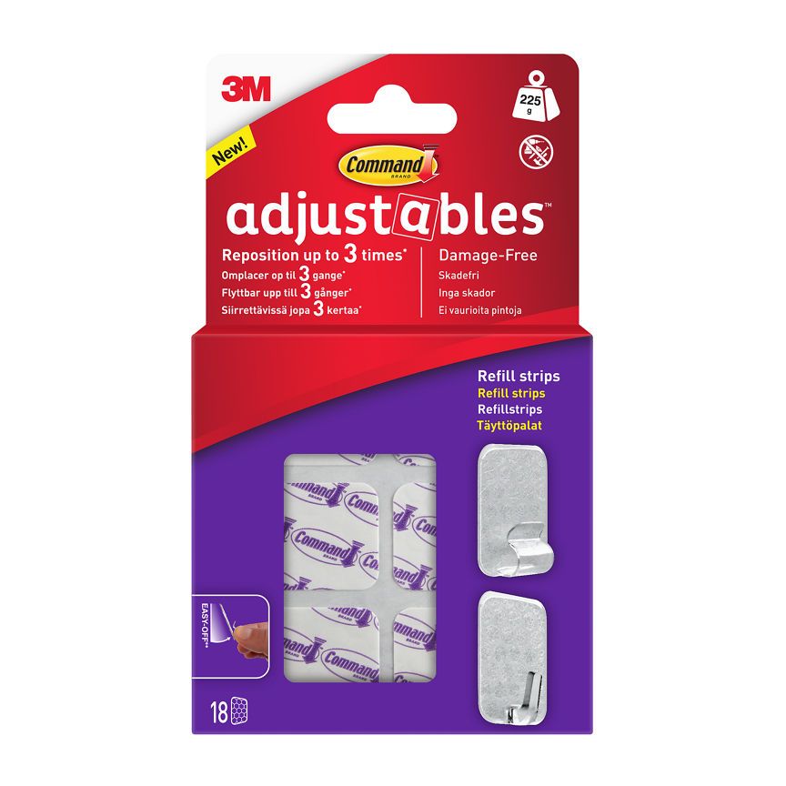 Command Adjustables™  Repositionable Refill Strips 18 Refill Strips