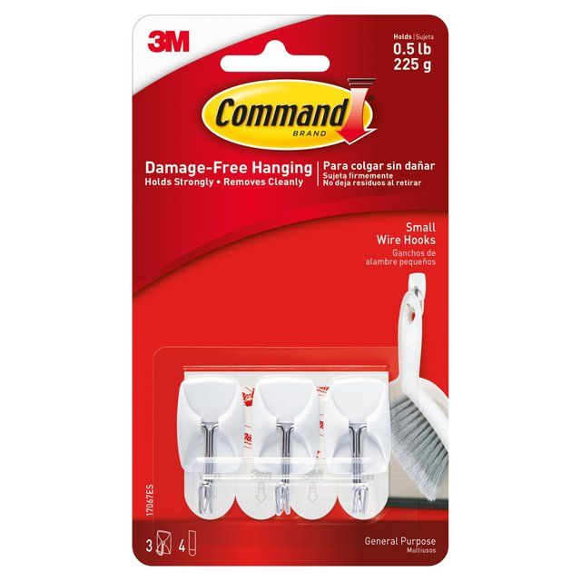 Command Wire Hooks Small (3 hooks 4 strips/pk)