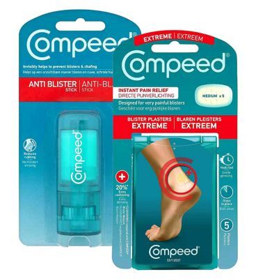 Compeed Hydrocolloid Extreme Blister Plasters and On-The-Go Anti-Blister Stick Bundle