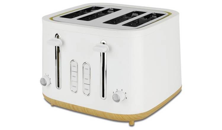 Cookworks T3225BE Scandi Style 4 Slice Toaster - White