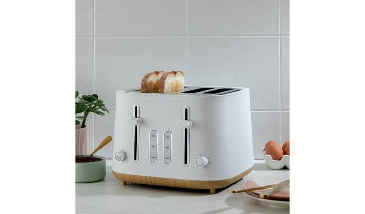 Cookworks T3225BE Scandi Style 4 Slice Toaster - White