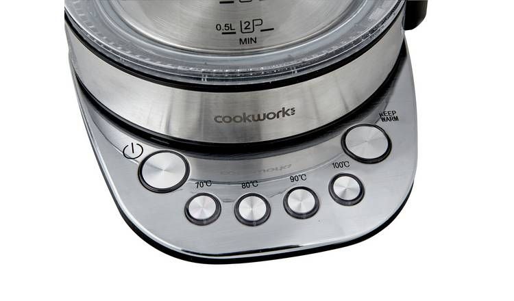 Cookworks Variable Temperature Glass Kettle - S/Steel