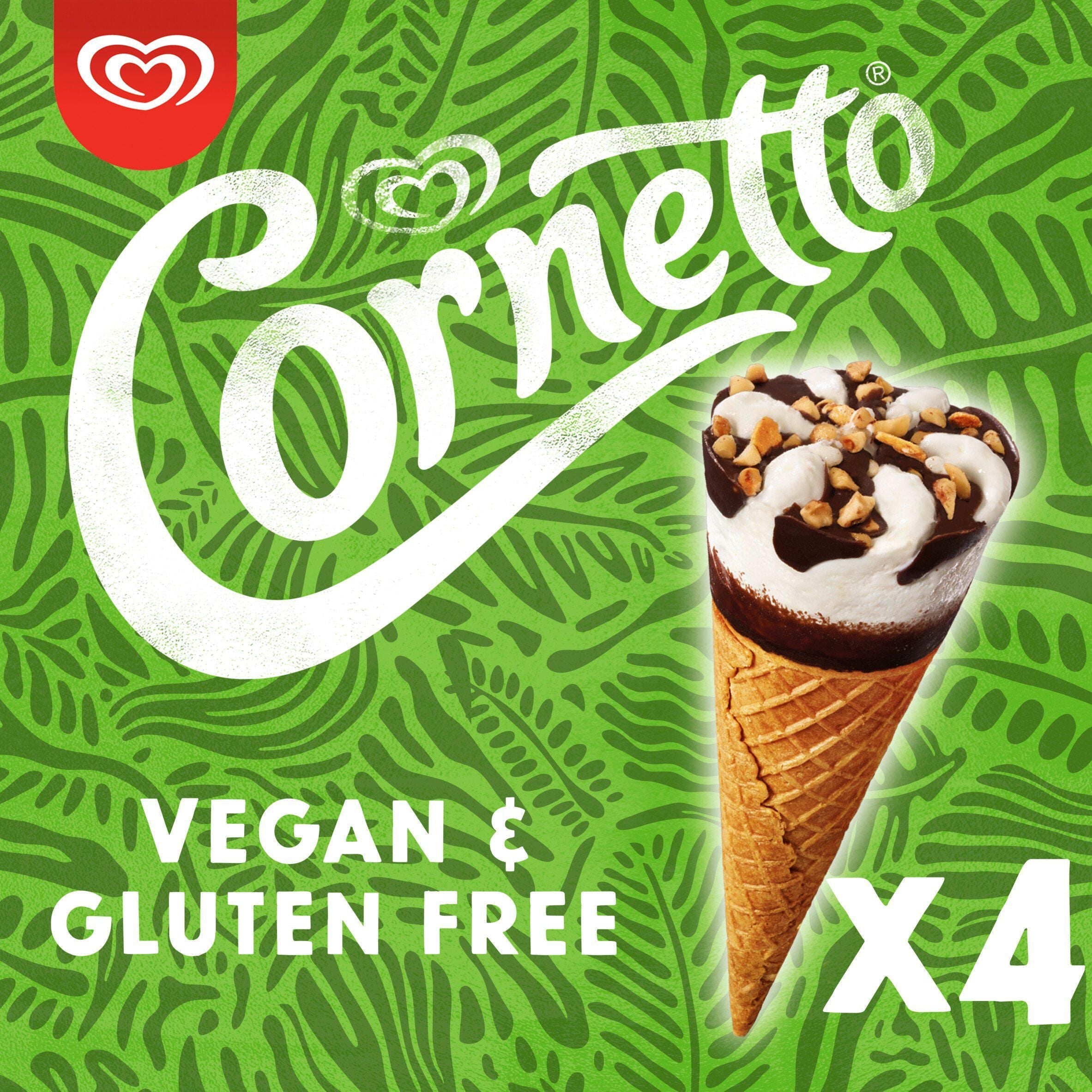 Cornetto Vegan &amp;amp; Gluten Free Ice Cream Cones 4x90ml
