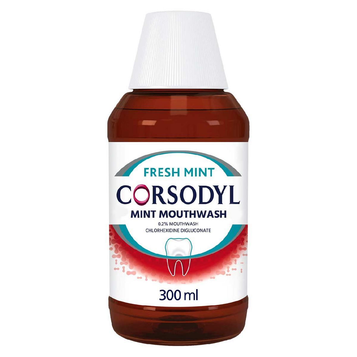 Corsodyl Antibacterial Mouthwash, Fresh Mint, 300 ml