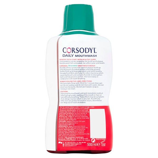 Corsodyl Daily Gum Care Mouthwash Fresh Mint 500ml