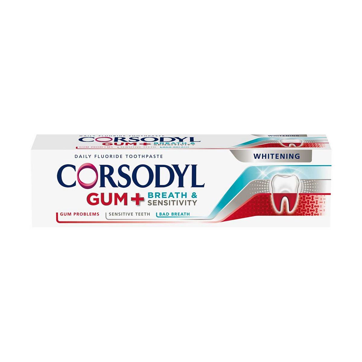 Corsodyl Gum+ Breath &amp;amp; Sensitivity Toothpaste Whitening 75ml