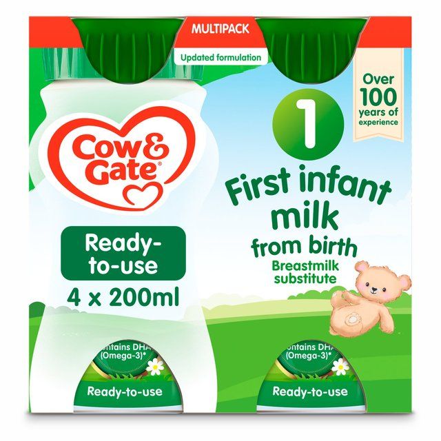 Cow & Gate 1 First Baby Milk Formula Liquid from Birth Multipack     4 x 200ml