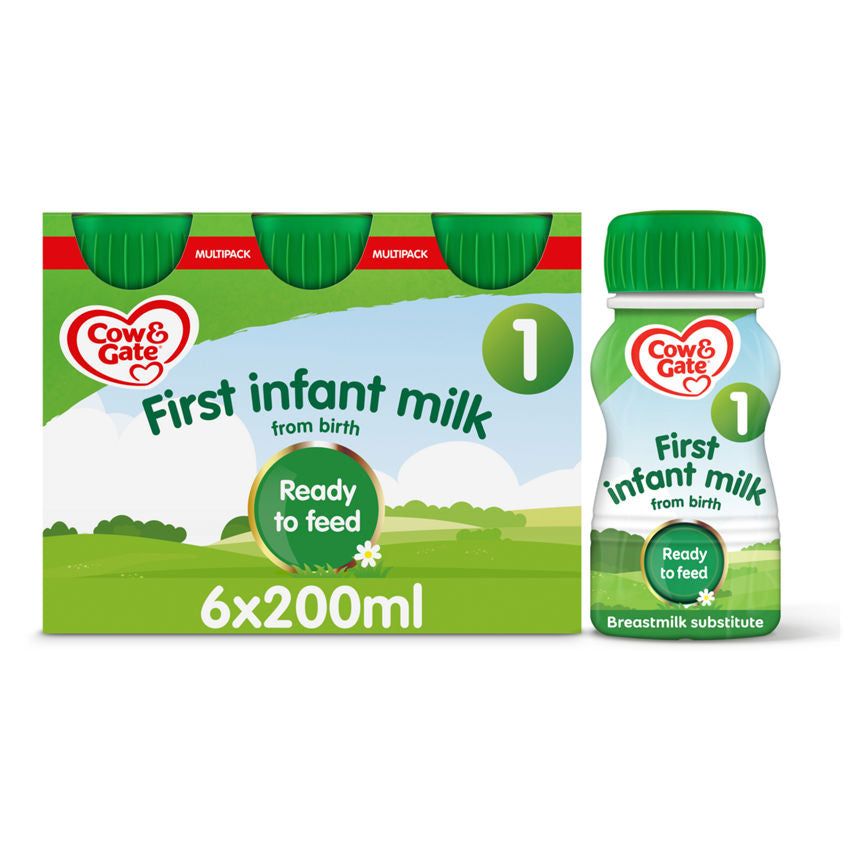 Cow &amp;amp; Gate 1 First Baby Milk Formula Liquid from Birth Multipack 6x