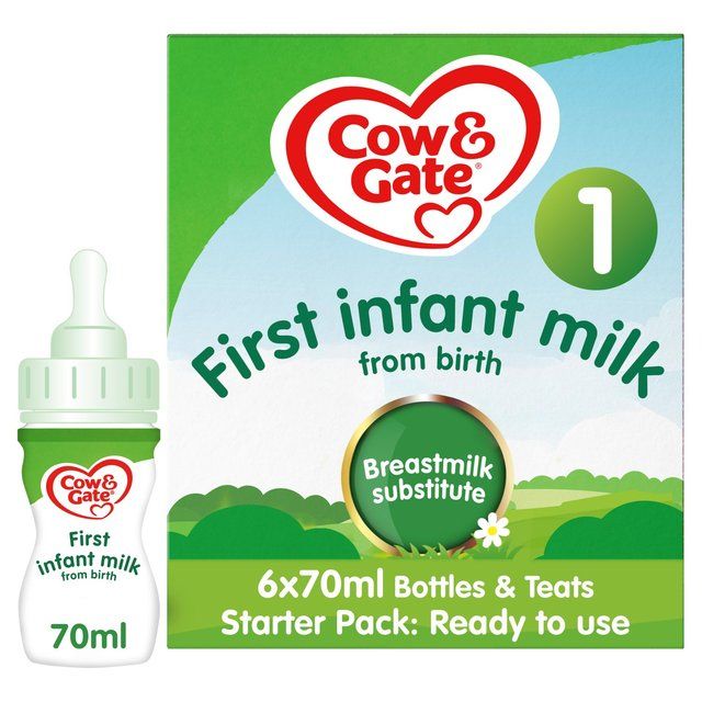 Cow &amp;amp; Gate 1 First Baby Milk Formula Liquid Starter Pack from Birth    6 x 70ml